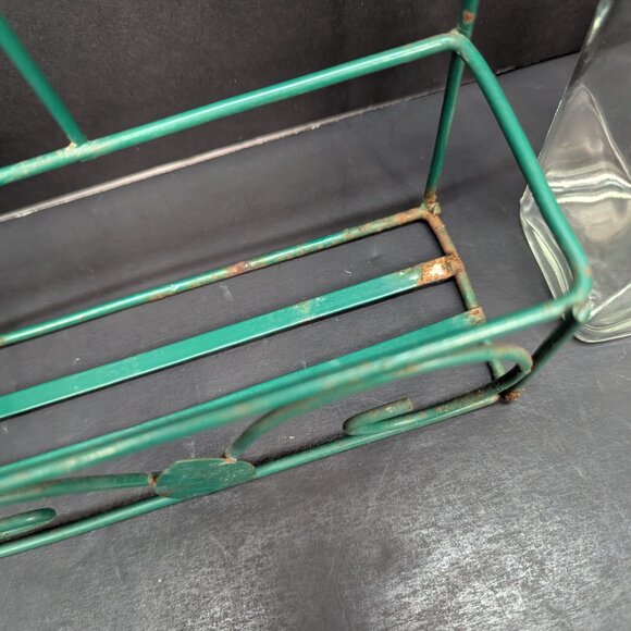 Four Piece Storage Set 13" Green Metal Rack and 3 Grapes Glass 10" Jars No Lids - Picture 7 of 9